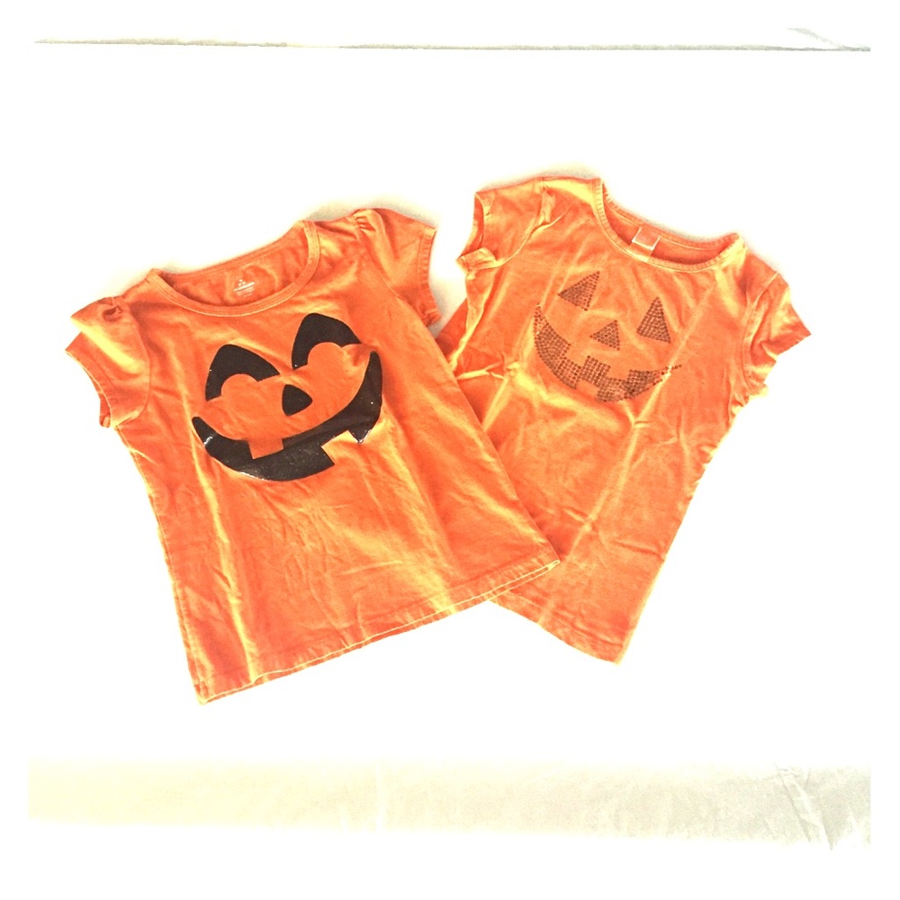 2 Cap Sleeve Halloween Shirts - Size Medium ( 7 - 8 )